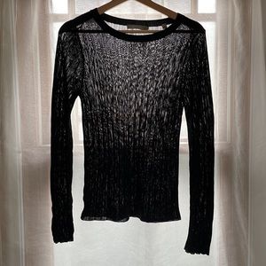 Vince Sheer Pointelle Long Sleeve Top